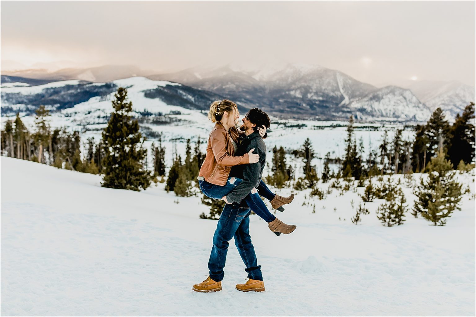 couples engagement session in the beautiful mountains of Breckenridge colorado at sapphire point overlook