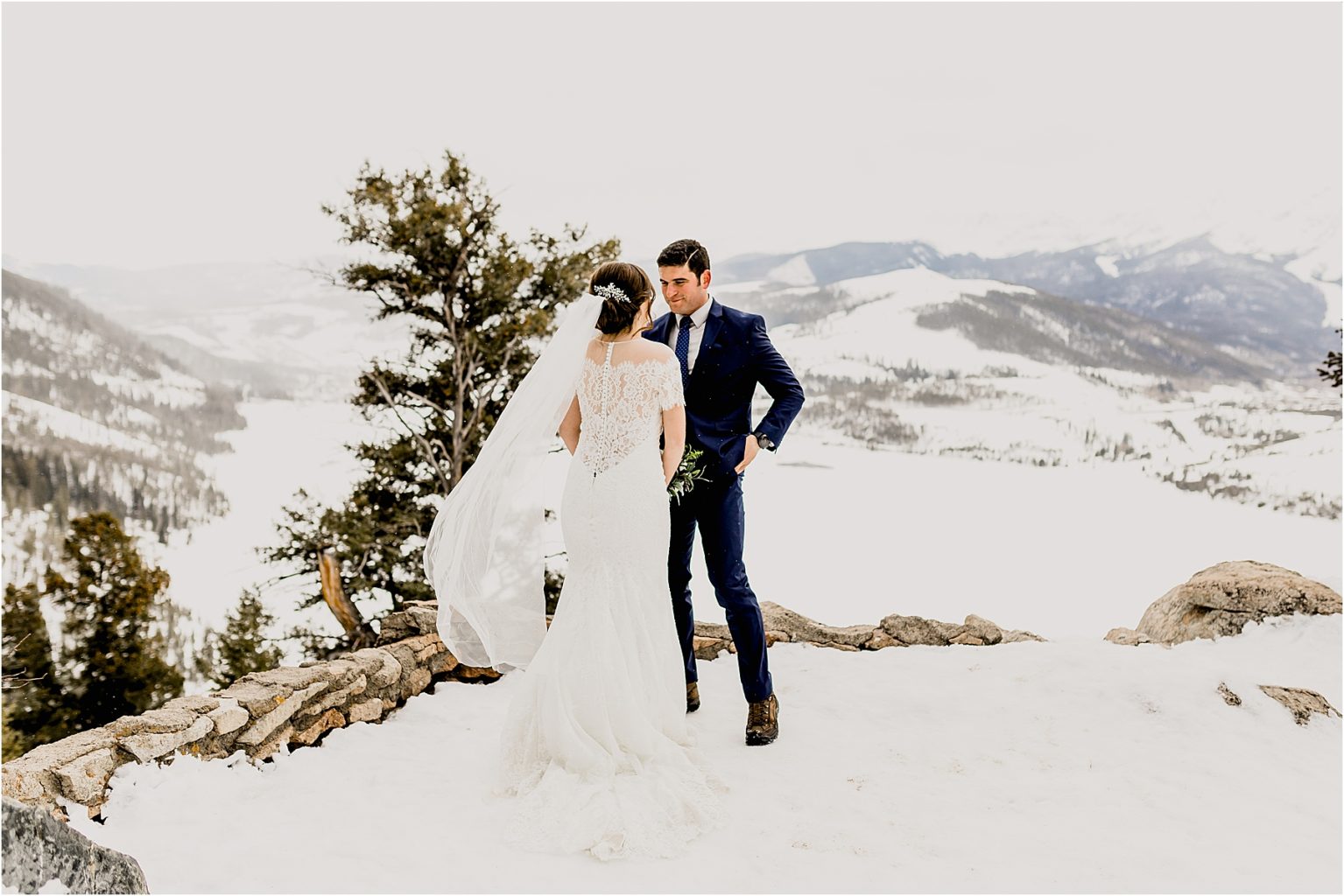 beautiful winter elopement in the Rocky Mountains of sapphire point in breckenridge colorado