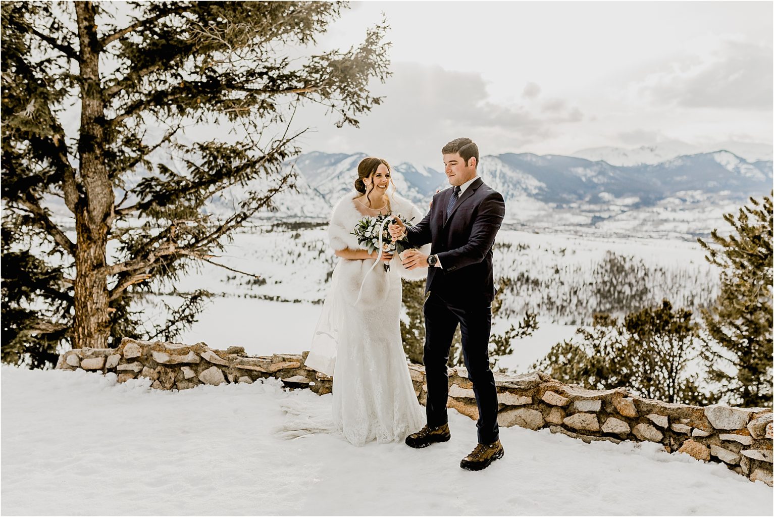 couple popping champagne for adventure elopement