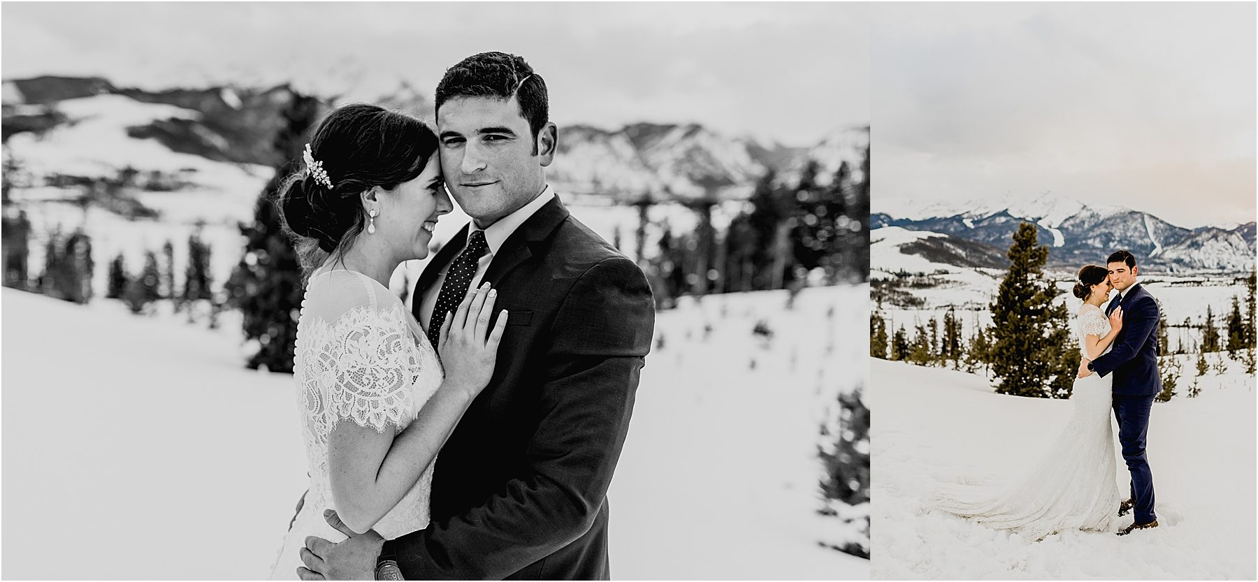 bride and groom on their elopement day in the Rocky Mountains of colorado