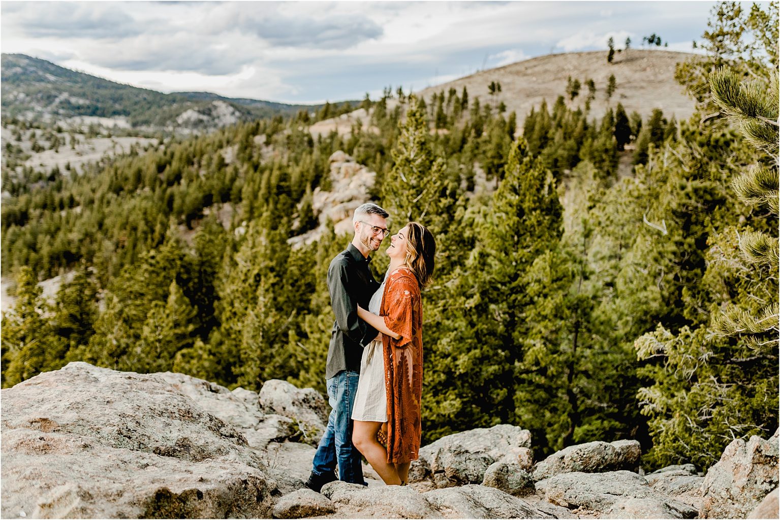 Marissa and Casey's adventure couples session in boulder colorado at gross reservoir. We took in amazing mountain and lake views, and watched a beautiful sunset up high on the rocks.