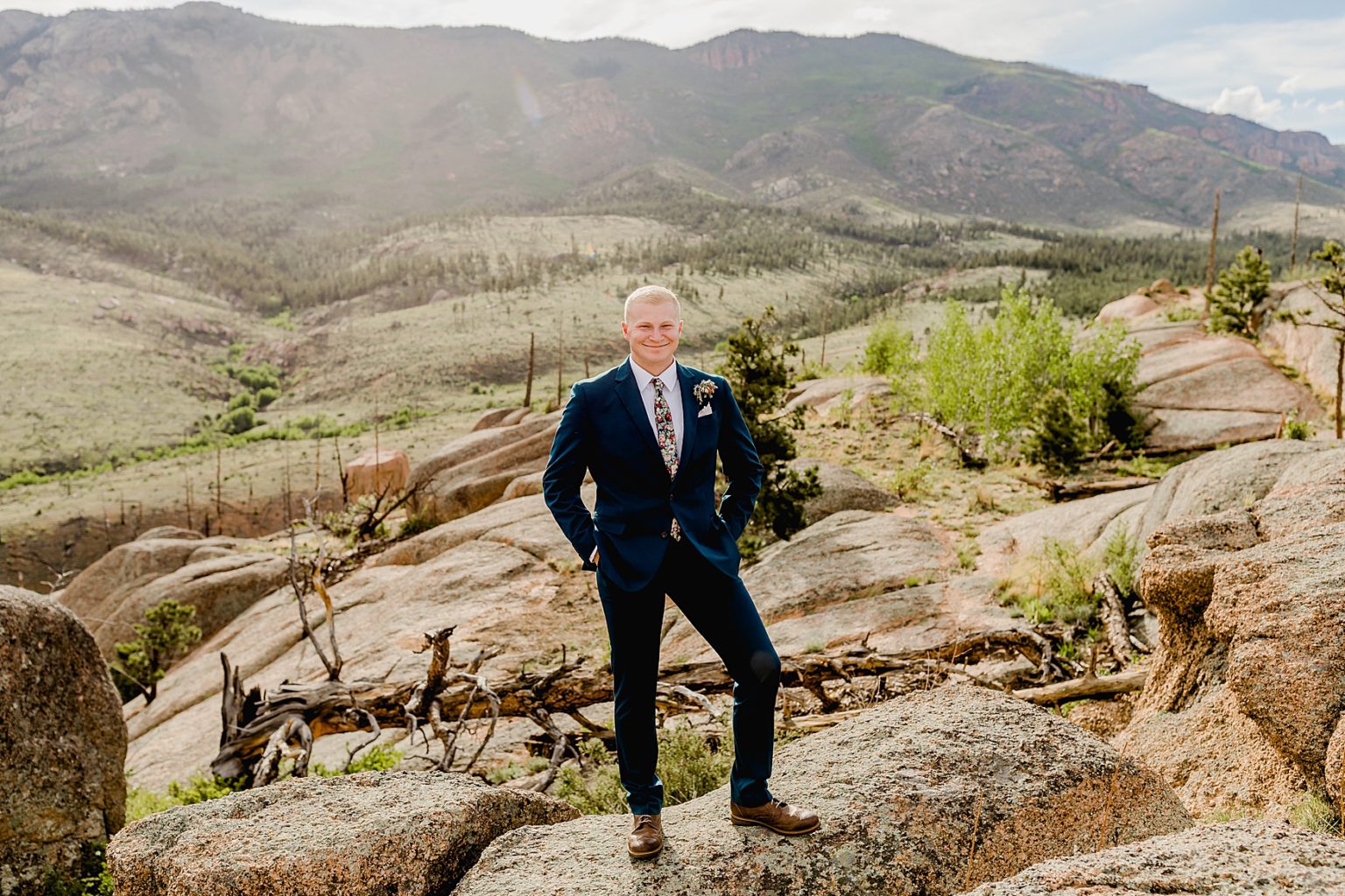 groom in the outdoors for Colorado elopement
