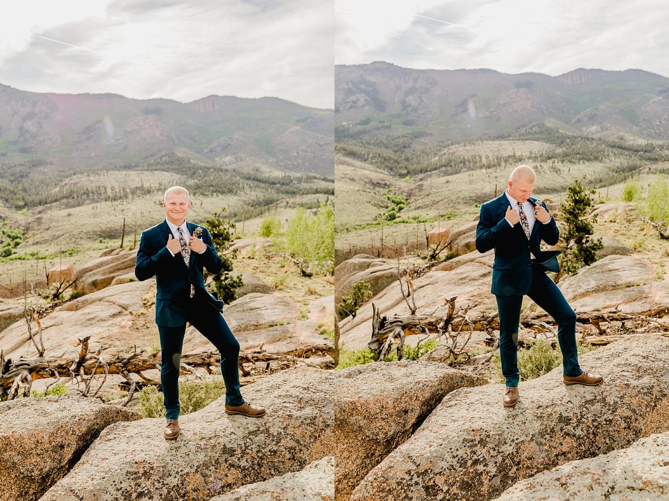 groom in the outdoors for Colorado elopement