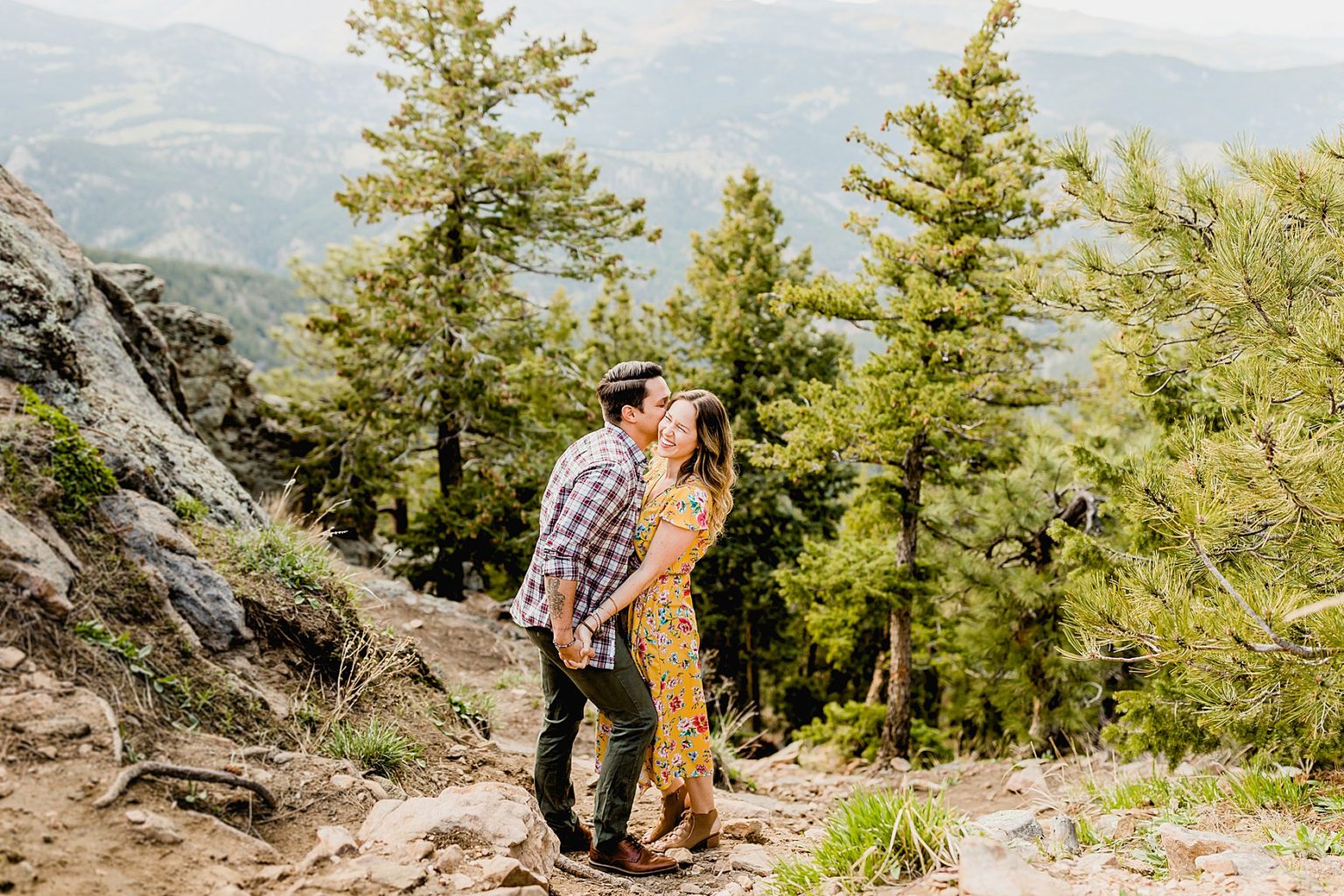 couple together at lost gulch lookout in for engagement photos