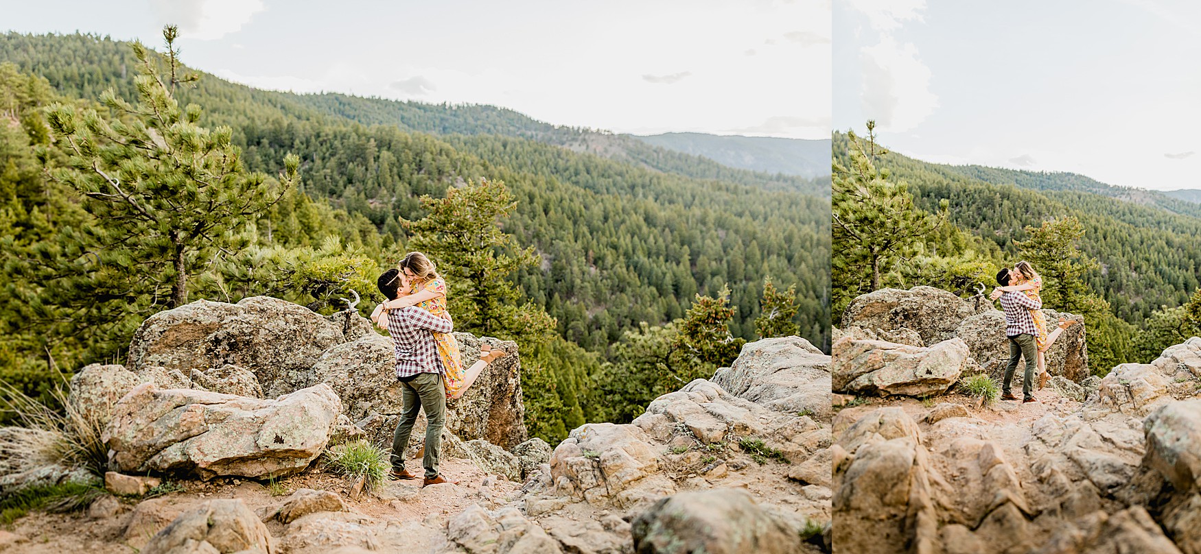 couple together at lost gulch lookout in for engagement photos