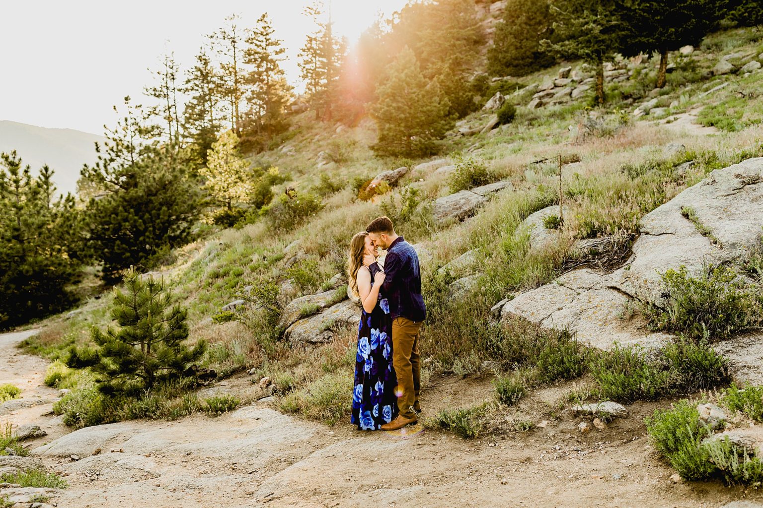 couple holds each other in beautiful boulder colorado location