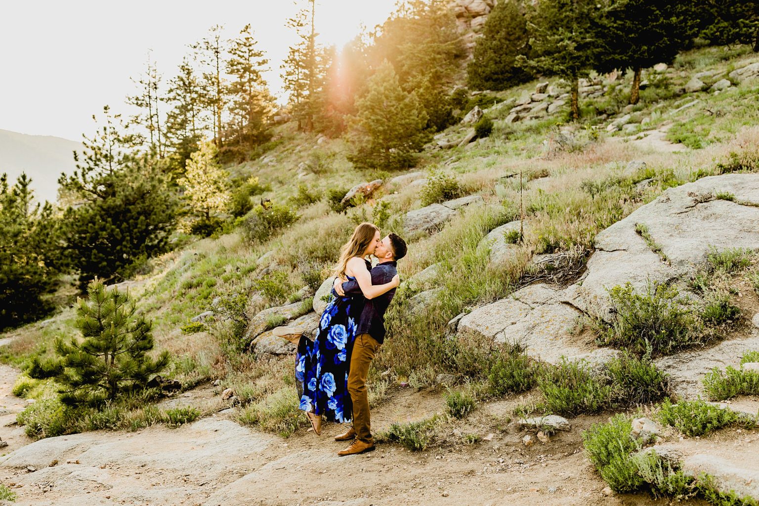 couple holds each other in beautiful boulder colorado location
