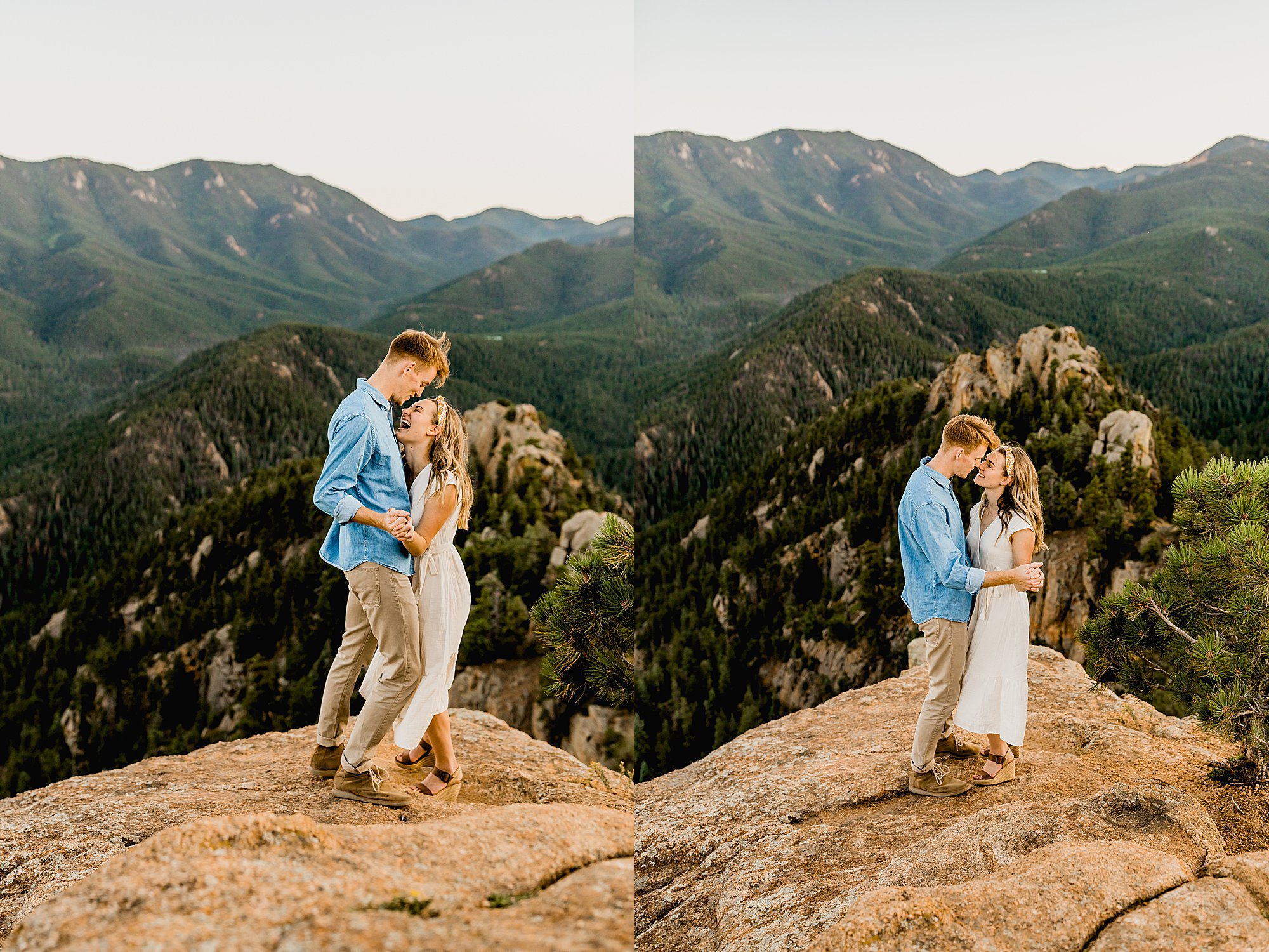 colorado mountain engagement photos, lauren casino photographs couple having fun in the stunning colorado mountains
