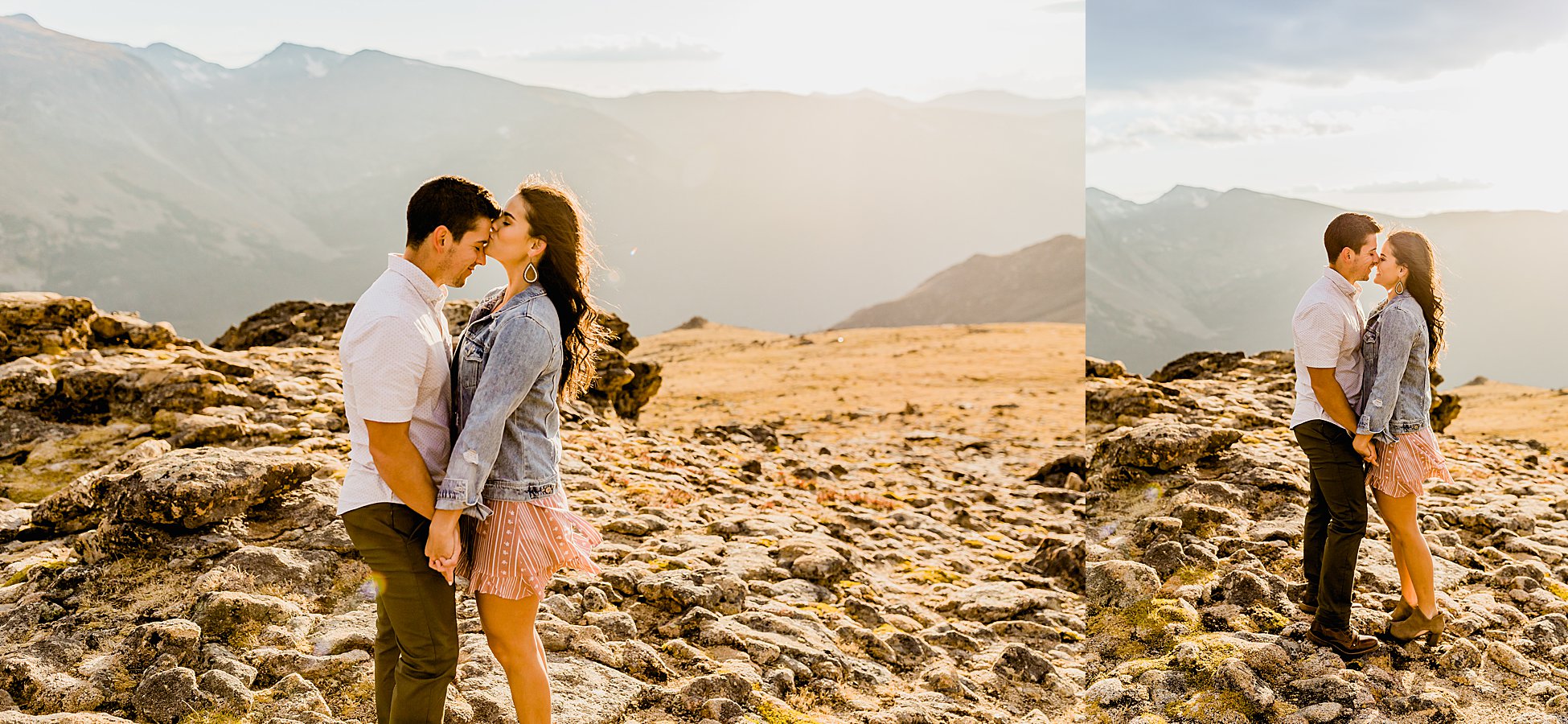 colorado couple has engagement photos taken in estes park colorado with stunning mountain scenery