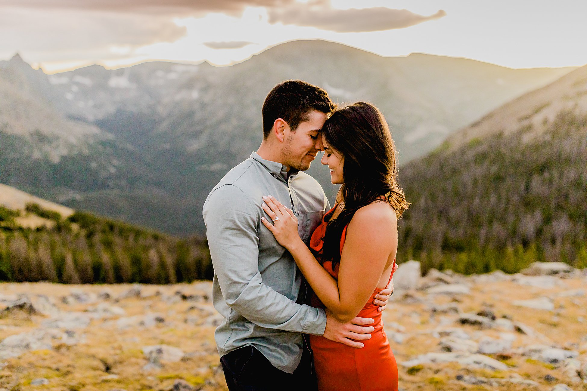 couple is filled with joy after estes park proposal, gorgeous colorado mountain scenery